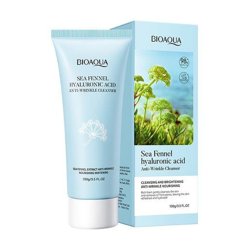 Пенка для умывания Bioaqua Sea Fennel Hyaluronic Acid Anti-Wrinkle Cleanser против морщин, с гиалуроновой кислотой и морским фенхелем, 100 г