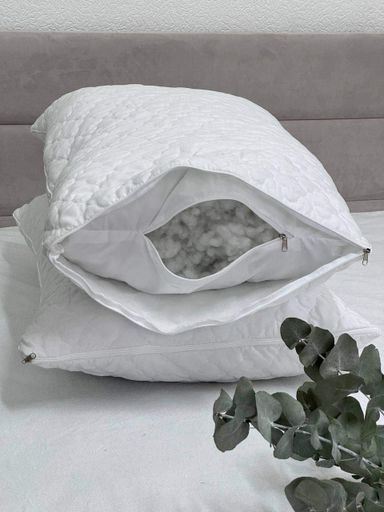 Подушка Ecotton 50х70 см антиалергенная двойная с чехлом наволочкой на молнии белая White (925105)