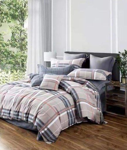 Комплект постельного белья Ecotton полуторный 150х215 см Клетка серый (22887) (925221)