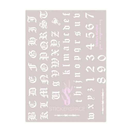 Наклейки для дизайна ногтей StickersSpace Gothic White Mini (281012)