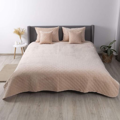 Покрывало ТЕП VELOUR 150х210 см пудрове ромб круглый (926586)