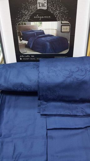 Двоспальний Євро комплект TAC Daria Blue Жаккард (926648)