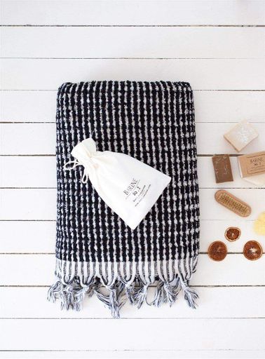 Рушник Barine Curly Bath Towel ecru-black кремово-чорний 90x170 (927688)