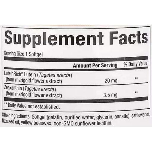 Лютеин Natural Factors Lutein 20 mg 30 Softgels (929301)