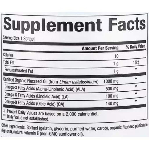 Лляна олія Natural Factors Omega Factors Flaxseed Oil 1000 mg 90 Softgels (929302)