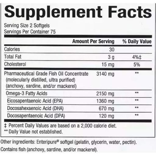 Омега 3 Natural Factors RxOmega-3 Ultra Strength 2150 mg 150 Softgels (929333)