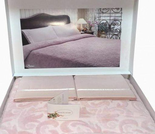 Летний евро комплект – Tivolyo Home Baroc Pink + Махровое покрывало (931250)