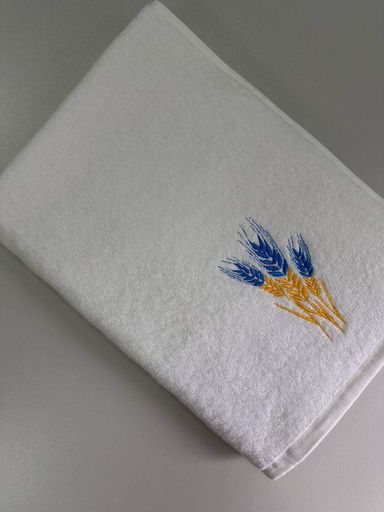 Махровое полотенце Ideal Textile с вышивкой "Колоски", 70*140 см, 100% хлопок, Узбекистан (931482)