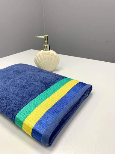 Махровий рушник Ideal Textile  70х140см з яскравими смужками (56860802) Джинс (931490)