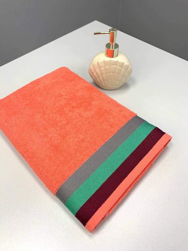 Махровое полотенце Ideal Textile 70*140 см с яркими полосками (56860802) Коралловый (931491)