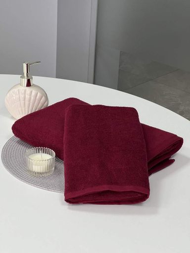 Полотенце махровое Ideal Textile 50х90 см плотное с коротким ворсом 450 г/м2 Бордовый (931547)