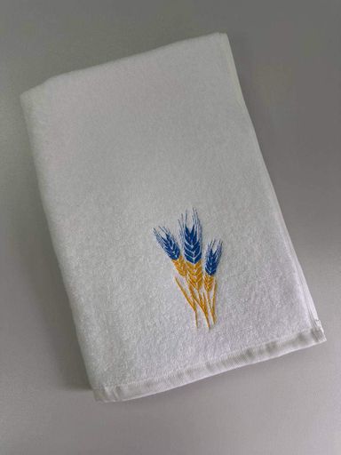 Махровое полотенце Ideal Textile с вышивкой "Колоски", 50*90 см, 100% хлопок, Узбекистан (931598)