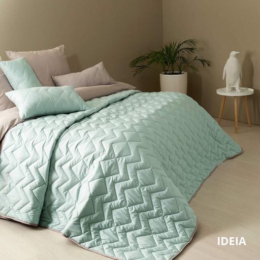 Покрывало стеганное двухстороннее ЛЮКС TM IDEIA 220х240 см мята-серый (933669)