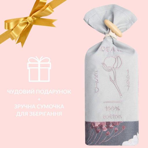 Наволочка 70х70 см сатин бавовна натуральна TM IDEIA квіти графіт (933763)