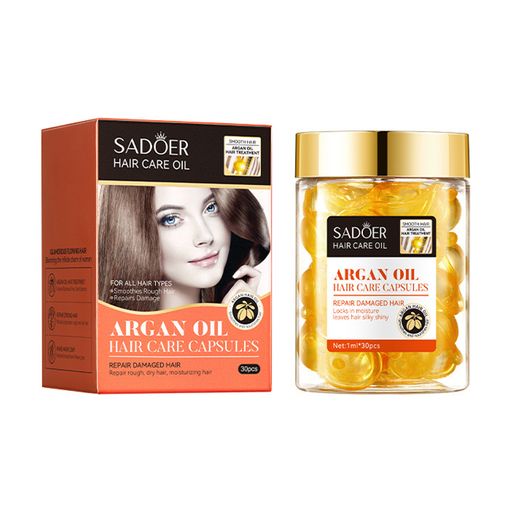 Восстанавливающие капсулы для волос Sadoer Argan Oil Hazelnut Smooth Hair Care Capsules с маслом аргана и орешником, 30*1 мл