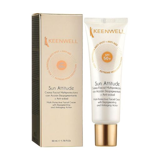 Мультизащитный крем для лица Keenwell Sun Attitude Multi-Protective Facial Cream SPF 50+ с депигментирующим и антивозрастным действием, 50 мл