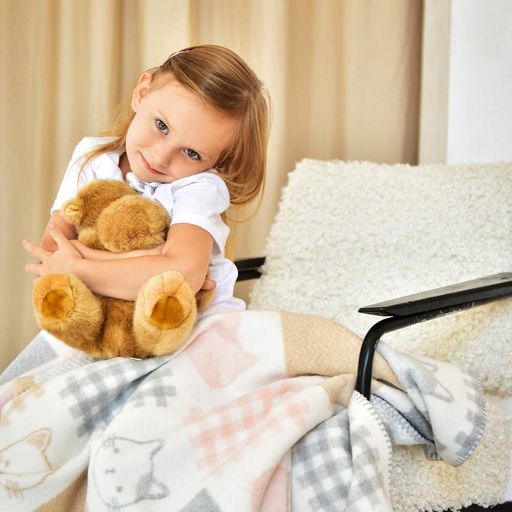Плед детский хлопок BABY TM IDEIA 90х120 см кошка розовая (935534)