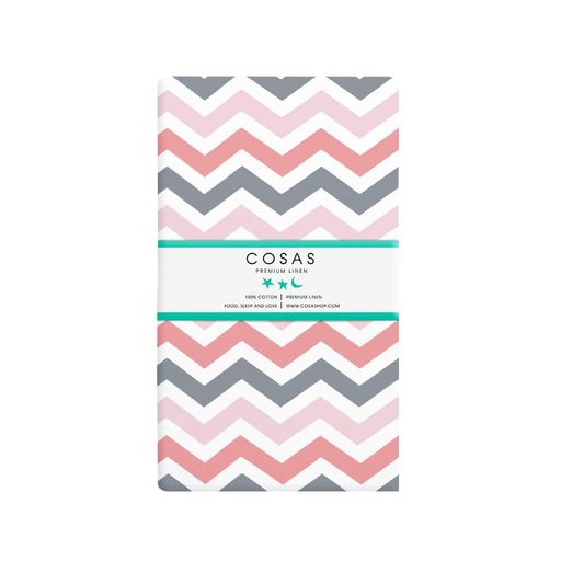 Набір простирадло на резинці 90х200 ROSE / GREY ZIGZAG COSAS (4822052058558) (936424)