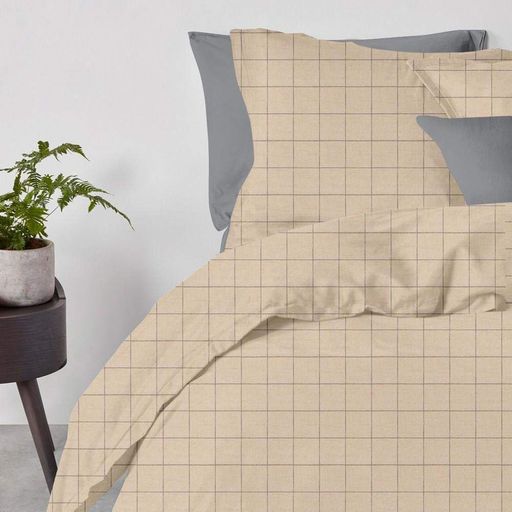 Постільна білизна з простирадлом на резинці BEIGE GEOMETRY CS1 COSAS