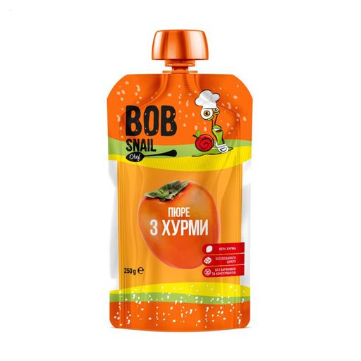 Шеф-пюре фруктовое Bob Snail из хурмы (сорт Шарон), 10*250 г