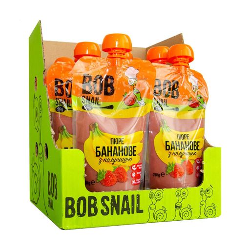 Шеф-пюре фруктовое Bob Snail Банановое с клубникой, 10*250 г