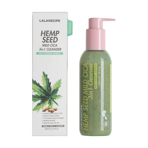 Пенка для умывания Lalarecipe Hemp Seed Mild Cica 3 In 1 Cleanser с центеллой и семенами конопли, 200 мл