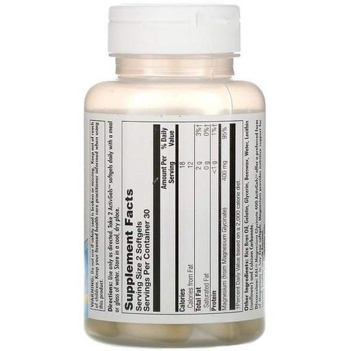 Микроэлемент Магний KAL Magnesium Glycinate 400, Soy Free 400 mg 60 Softgels CAL-40114 (945799)