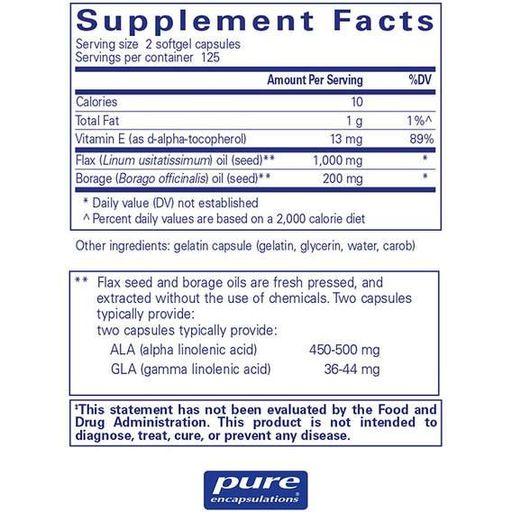 Лляна олія Pure Encapsulations Flax/Borage Oil 250 Caps PE-00110 (945962)