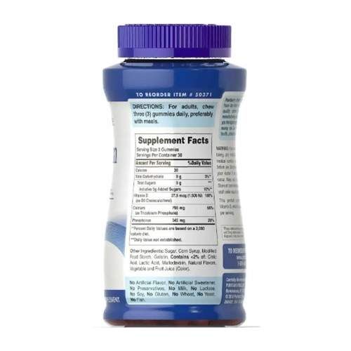 Микроэлемент Кальций Puritan's Pride Calcium 750 mg + Vitamin D 1500 IU 90 Gummies (946073)