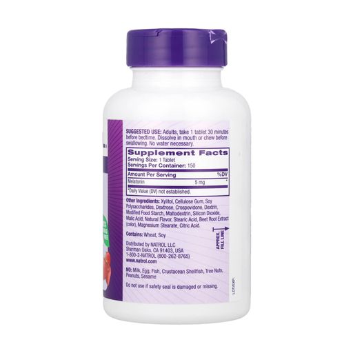 Мелатонін Natrol Melatonin Sleep Fast Dissolve Extra Strength зі смаком полуниці, 5 мг, 150 таблеток