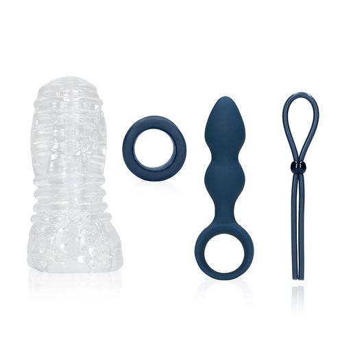 Набір іграшок для нього Loveline (S)explore Toy Kit For Him (мастурбатор, 1 шт + ремінець, 1 шт + кільце, 1 шт + анальна пробка, 1 шт)
