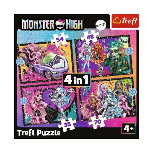 Пазли 4 в 1 Trefl Mattel Monster High An Electrifying Day, 28.5*20.5 см, від 4 років, 207 елементів (34655)