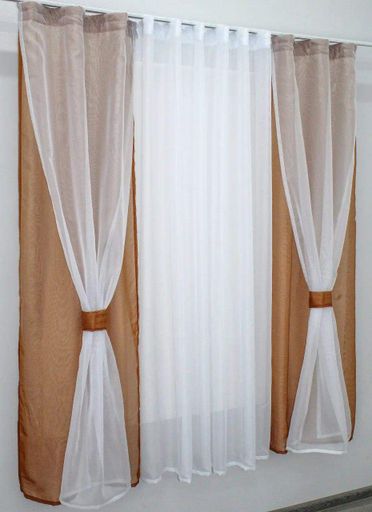Шифонові фіранки штори короткі Капучіно 2x270x170 см (zanaves001-3) (953673)