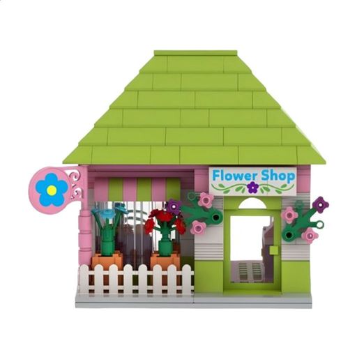 Игрушка-конструктор iBlock Junior Цветочный магазин, в коробке, от 6 лет, 37.5*25.5*6 см, 328 деталей, 2 фигурки (KH08/013/11)