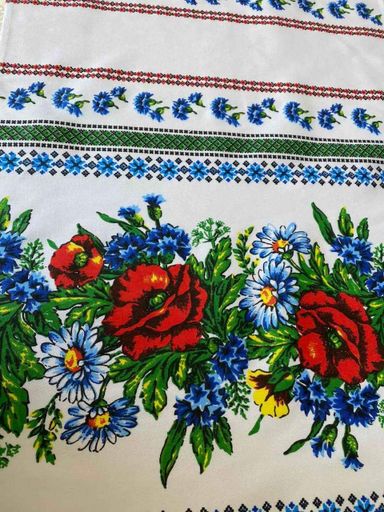 Скатертина для кухні на стіл тканинна з льону в українському стилі вишиванки 150х220 см (Е0508В-3) (963307)