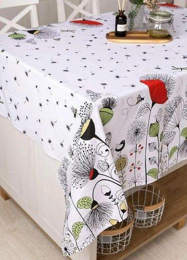 Скатерть для кухни на стол тканевая из льна прованс Цветы 150х180 см (Е05011В-3) (963311)