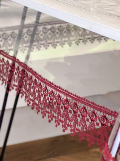 Силиконовая скатерть с Бордовым кружевом (7см)  300х100 см (110-166) (964184)