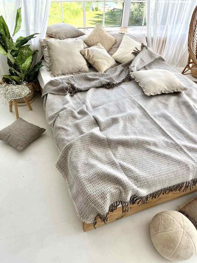 Плед шерстяной ZEINTEX Wool бежевого цвета 140х200 см (966986)