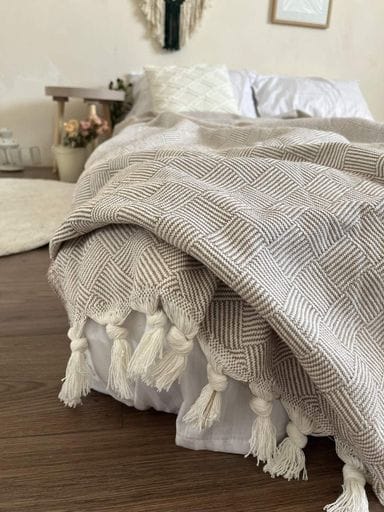 Покривало ZEINTEX Крекер бавовняне 220х240 см бежевого кольору (967237)