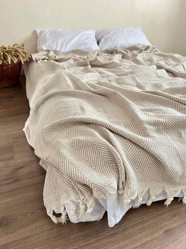 Покрывало ZEINTEX Danmark хлопковое бежевого цвета 200х230 см. (967402)