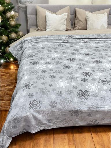 Плед Ecotton 220х240 см Well Soft новогодний серый Снежинка (24186) (967847)