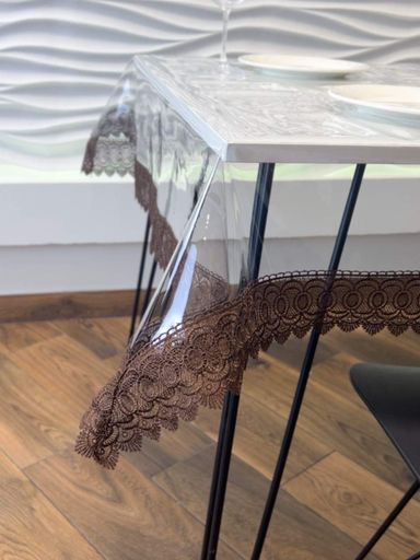 Силиконовая скатерть с Коричневым кружевом (7см) 340х190 см (109-219) (968347)