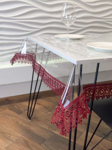 Силиконовая скатерть с Бордовым кружевом (7см)  270х170 см (110-140) (968930)