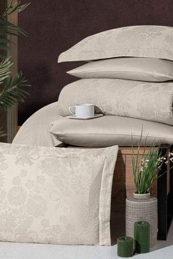 Постільна білизна First Choice сатин жаккард Herra cappuccino євро (970233)