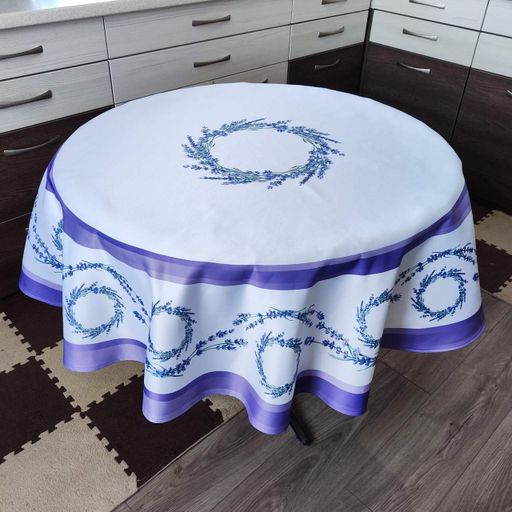 Скатерть Maystat Лаванда водоодталкивающая Ø 160 см белая (0158-R160) (970595)