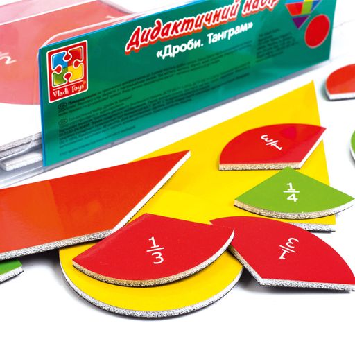 Дидактический набор Vladi Toys Дроби. Танграм, 37.5*25.5*12.5 см, от 5 лет, 70 магнитов (VT5555-03)