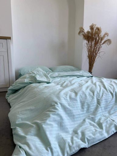 Комплект постельного белья Страйп-сатин полуторный 150х210 наволочки ...