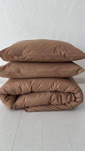 Пододеяльник двуспальный 175*210 Бязь Gold Luxe без застежки кофе с молоком (974604)