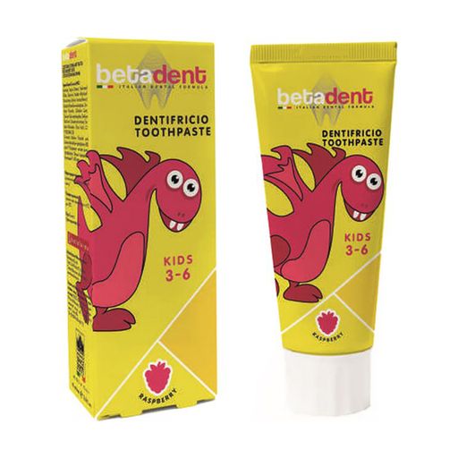 Дитяча зубна паста Betadent Dentifricio Kids Toothpaste від 3 до 6 років, зі смаком малини, 75 мл