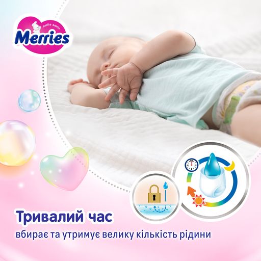 Подгузники Merries размер NB (0-5 кг), 76 шт